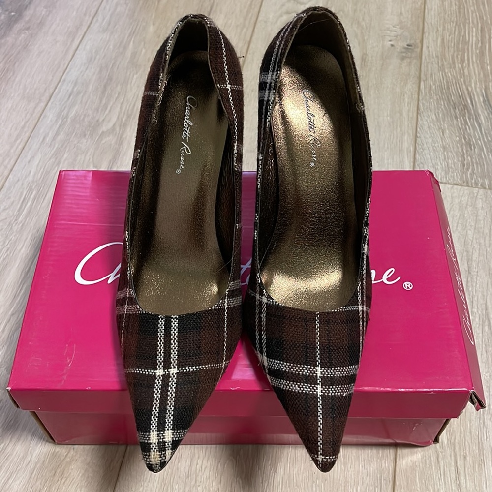 Charlotte Russe plaid fabric heels* - Picture 2 of 7